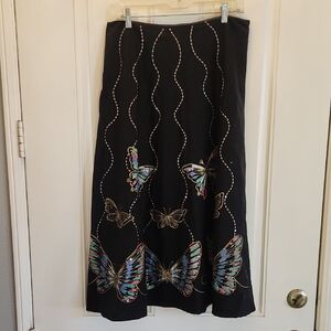 Embroidered Butterfly Black Skirt